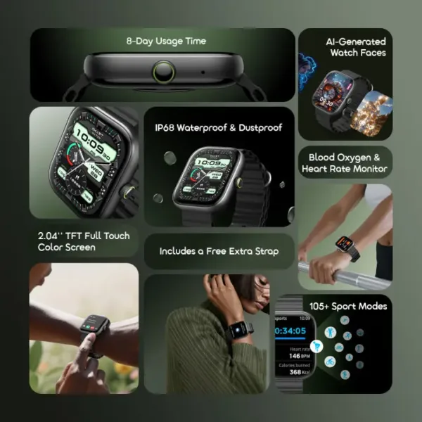 Watch 6 2.04'' TFT Screen, Bright Clear Visuals Smart Watch