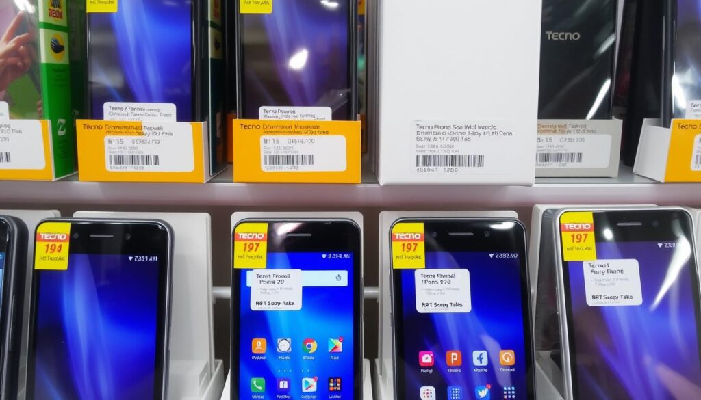 Budget Tecno phones displayed with price comparison in Bangladesh market