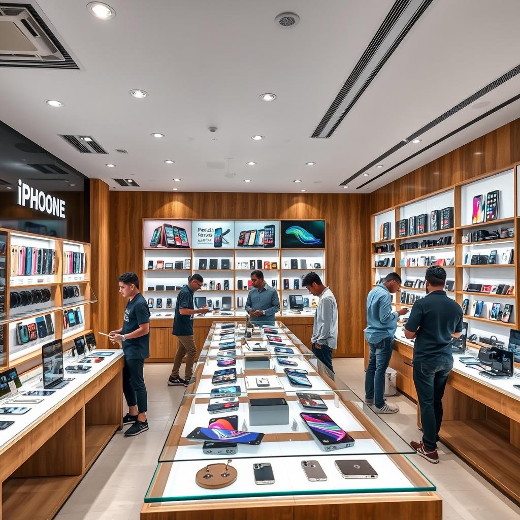 Gadget & Gear store interior showing iPhone display Gadget & Gear store interior showing iPhone display