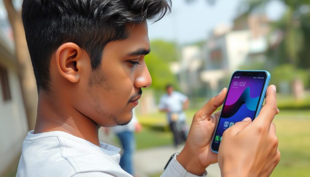Honor mobile phone being used by a Bangladeshi consumer showing its features