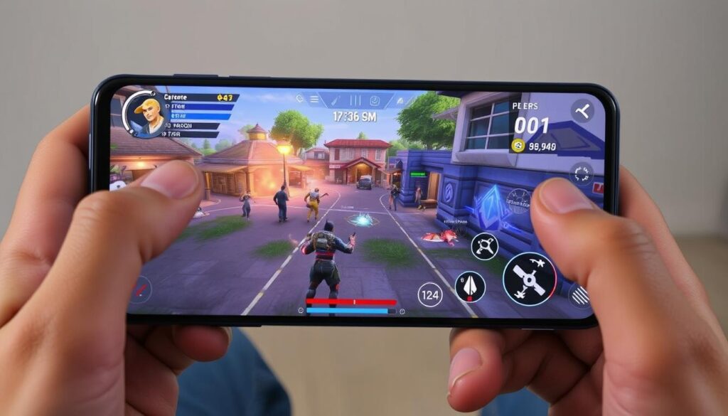 Infinix GT 30 Pro being used for mobile gaming with visible performance metrics