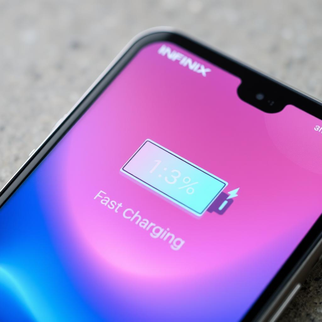 Infinix smartphone showing battery life and fast charging capabilities