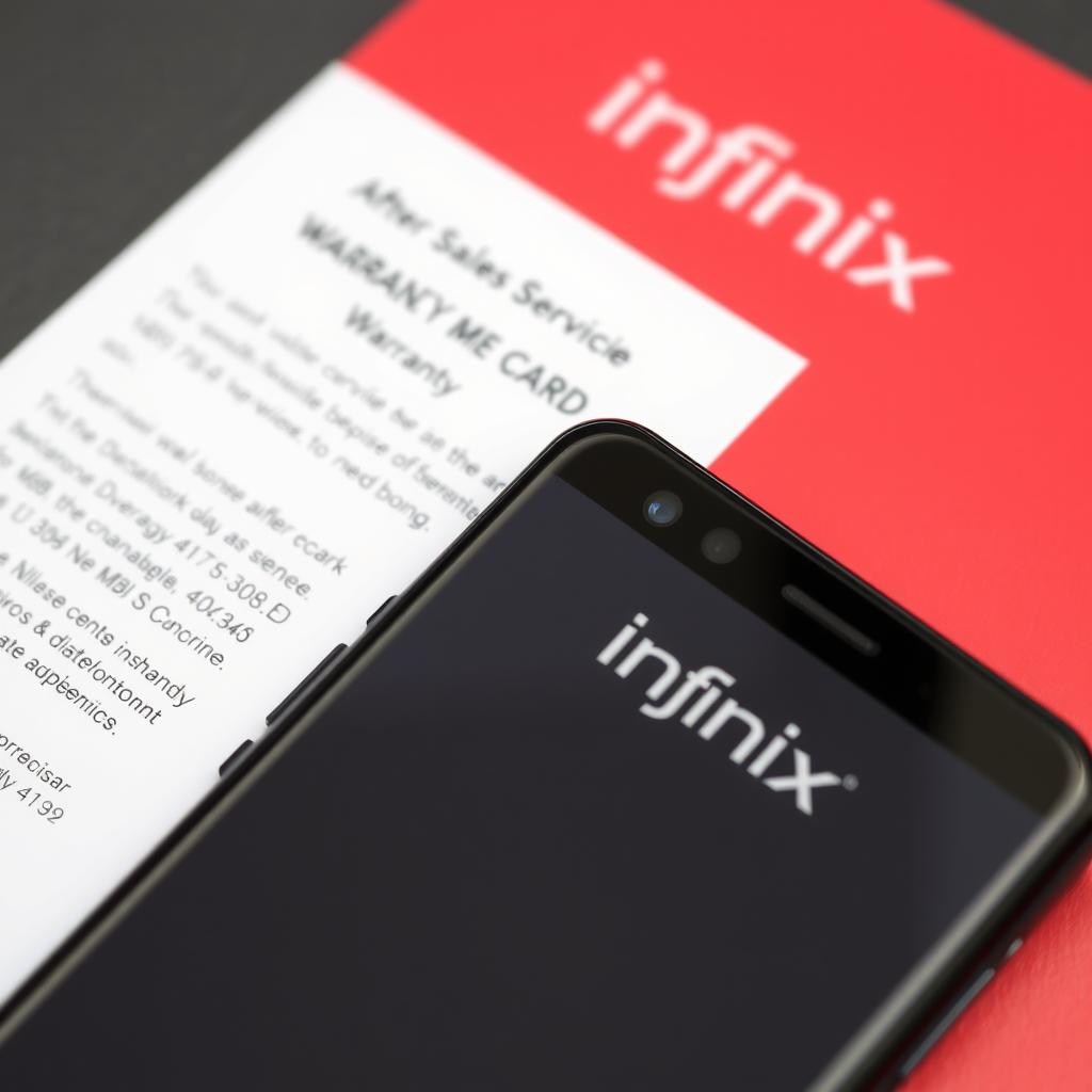 Infinix smartphone with warranty card and after-sales service information