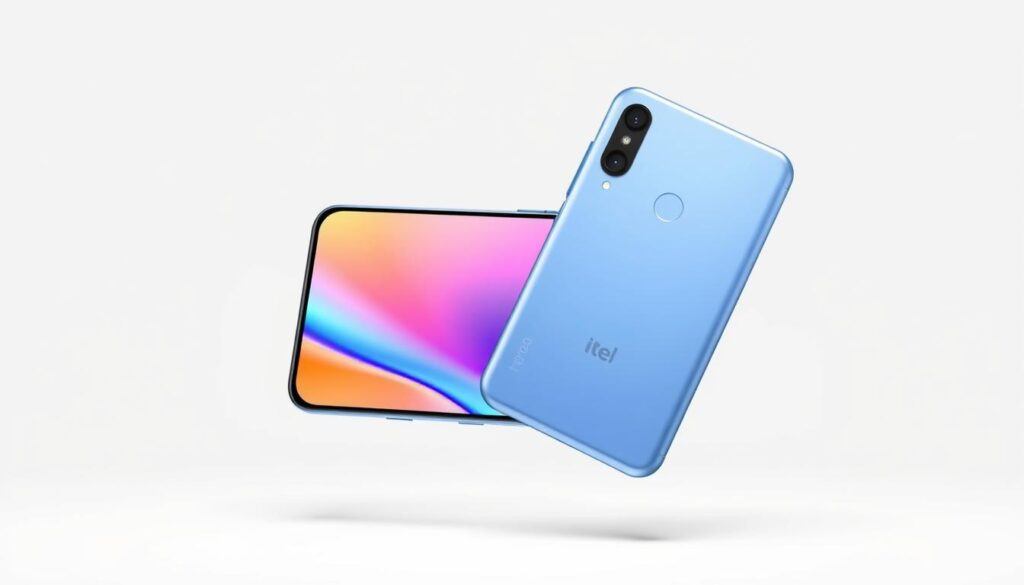 Itel A90 smartphone showing front display and camera setup