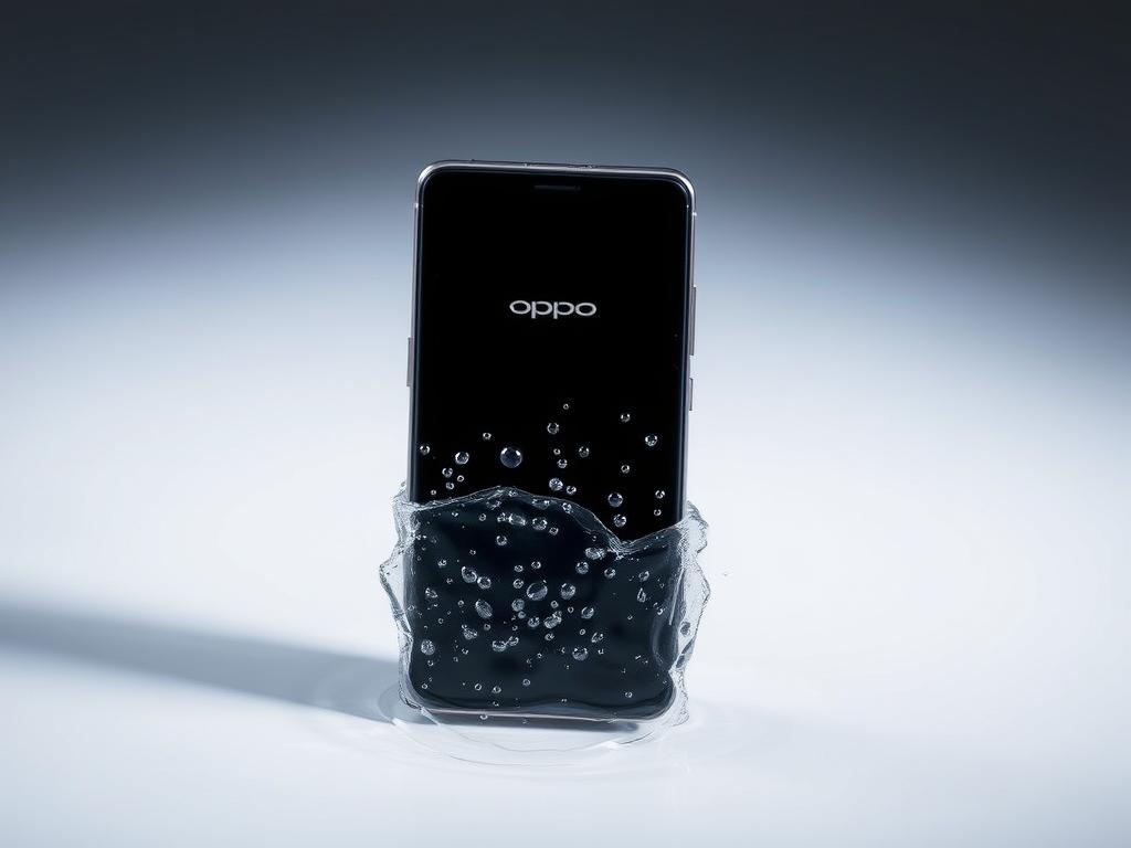 Oppo smartphone demonstrating water resistance capabilities
