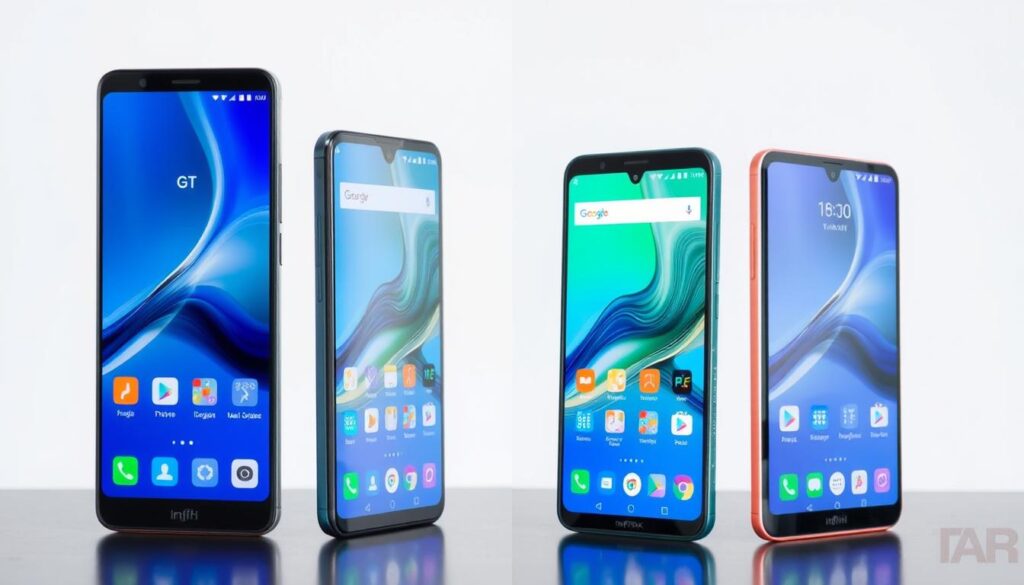 Side-by-side comparison of different Infinix series smartphones in Bangladesh