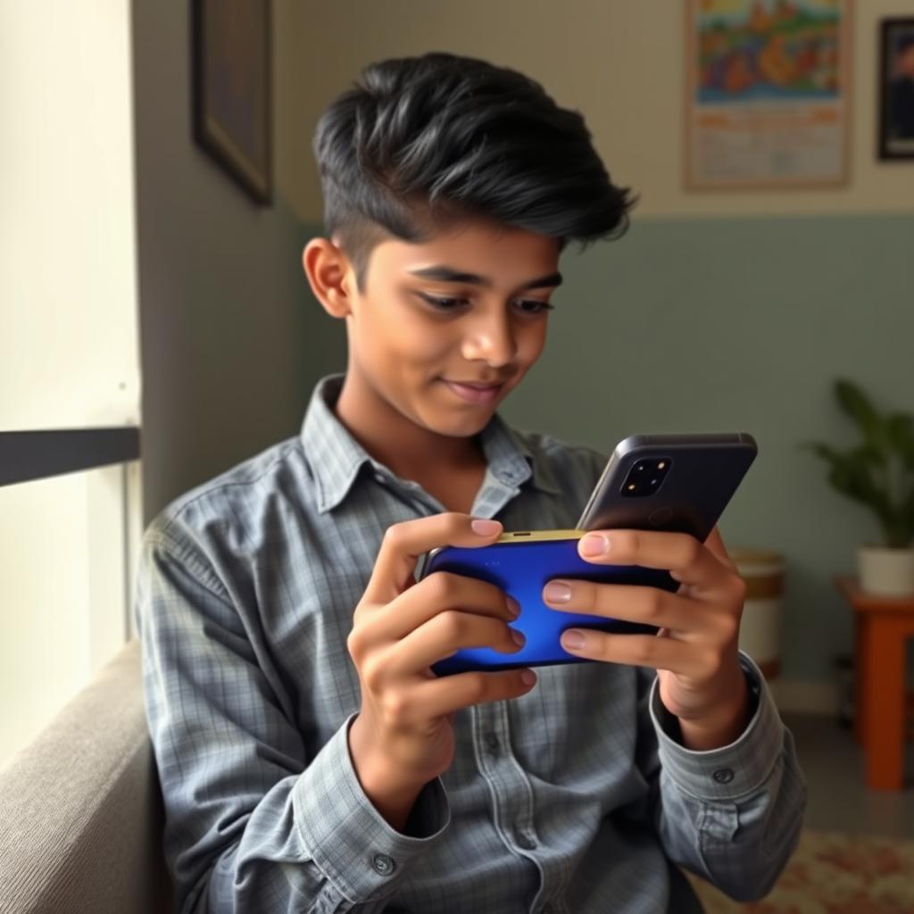 Student using Tecno Spark series phone for education