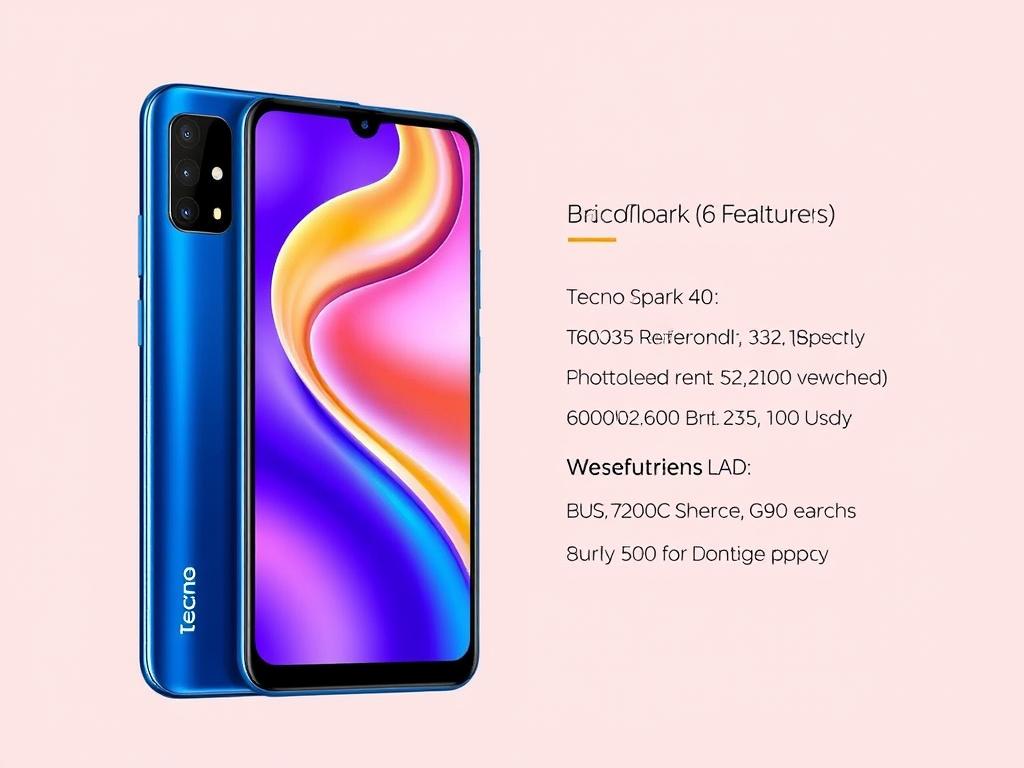 Tecno Spark 40 smartphone with its specifications displayed