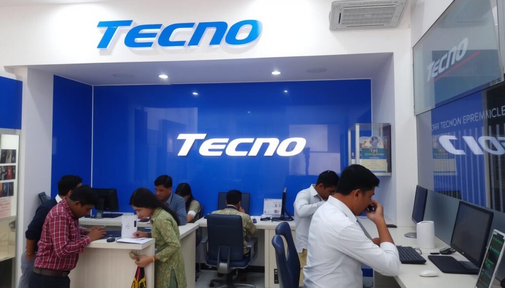 Tecno mobile service center in Bangladesh with customers